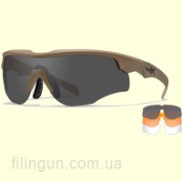 Очки защитные Wiley X WX Rogue Comm 2862 Matte Tan (Grey, Clear, Light Rust)