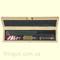 Набір для чищення MegaLine 22 калібр дерев'яний пенал (шомпол в оплетке)