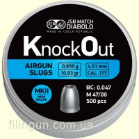 Пули пневматические JSB KnockOut Slugs MK2 кал. 4.51, 0.650 g (500 шт)