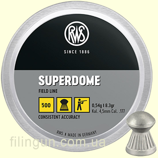 Кулі пневматичні RWS SuperDome кал. 4.50, 0.54 г (500 шт) Кулі пневматичні RWS SuperDome кал. 4.50, 0.54 г (500 шт)