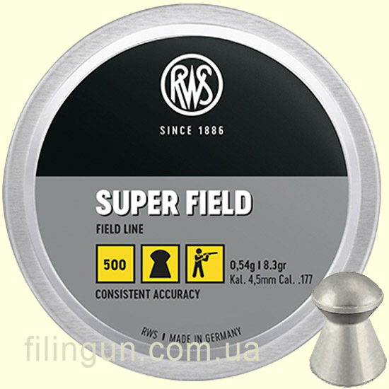 Кулі пневматичні RWS SuperField кал. 4.51, 0.54 г (500 шт) Кулі пневматичні RWS SuperField кал. 4.51, 0.54 г (500 шт)