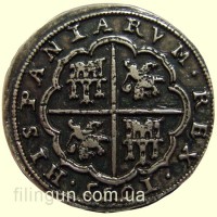 Реплика серебряная монета в восемь реалов Felipe IV, 1635 Denix 72