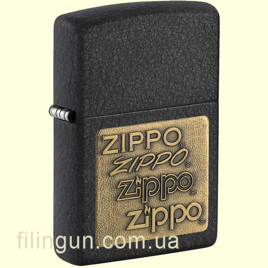 Зажигалка Zippo 362 Black Crackle Gold Zippo Logo