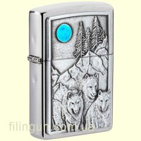 Зажигалка Zippo 49295 Wolf Pack and Moon Emblem Design