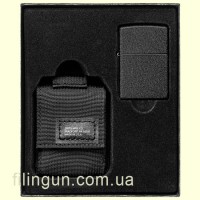 Набор Zippo 49402 Black Crackle Lighter and Tactical Pouch Black Gift Set