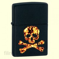 Зажигалка Zippo 28044 Fiery Skull and Cross Bones